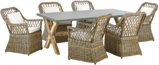 Essgruppe für 6 Personen MAROS OLBIA Beton 200x100x75 cm Heller Holzfarbton