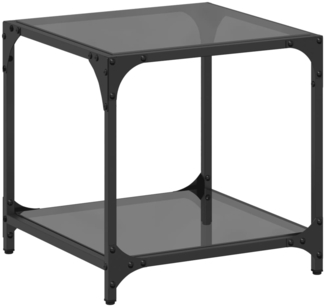 Couchtisch, Sofatisch mit Glasplatte Schwarz Transparent 40 x 40 x 40 cm Stahl