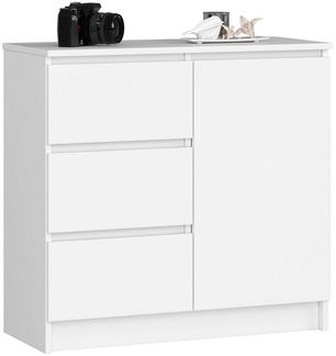 Raumhirsch Furniture Kommode mit 3 Schubladen, 1 Schranktür, 80 cm breit Holz Schrank, (viele Farbvarianten - Maße: 80 x 77 x 35 cm) - Hochwertig & stabil