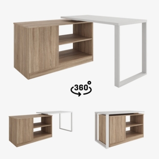 Platan Room Schreibtisch Drehbarer Eckschreibtisch Rio 3-in-1 Kommode Tisch