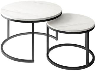 Lookway Couchtisch CIRI 2in1 LEVANTO mit schwarzem Gestell, runder Couchtisch (2er Set), Durchmesser: ⌀70 cm & ⌀50 cm und Durchmesser: ⌀80 cm & ⌀60 cm