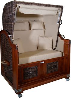 Strandkorb Mahagoni Cappuccino beige uni