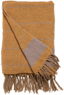 Decke Überwurf Streifen Design 100% Baumwolle 130x180 cm Skandinavisch Cara Violett/Gelb