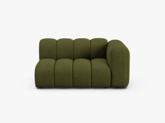 Micadoni Modulares Sofa Lupine 2-Sitzer Rechts Boucle Baloo Dunkel-Olivgrün