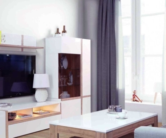 Highboard Anrichte weiß bianco eiche weiß Hochglanz 93cm