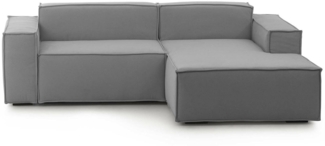 Dmora Sofa mit Halbinsel Amuleto, modulares 2-Sitzer-Sofa mit rechter Halbinsel, Stoffsofa, 100 % Made in Italy, 220 x 170 x 70 cm, Grau
