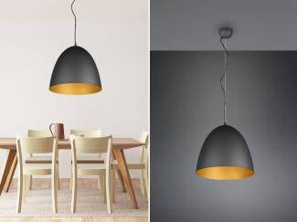 LED Pendelleuchte einflammig, Metall Schwarz innen Gold, rund Ø 40cm