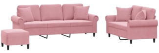vidaXL 3-tlg. Sofagarnitur mit Kissen Rosa Samt 3202283