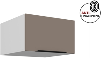 Küchen Aufsatzschrank 60 cm ARIA Sandgrau ultra matt + Weiss matt, hochwertige Fronten mit Anti Fingerprint Beschichtung Küchenzeile Küchenblock