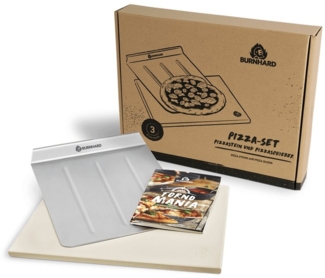 BURNHARD® Pizzastein Universal rechteckig, 38 x 30 x 1,5 cm inkl. Schaufel, 38 x 30 x 1.5 cm inkl. Pizzaschieber