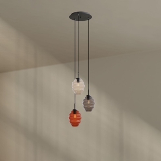 s.luce Echos Galerieleuchte 3-flammig Ø 40cm Baldachin Ø 18cm Braun, Klar, Rauch