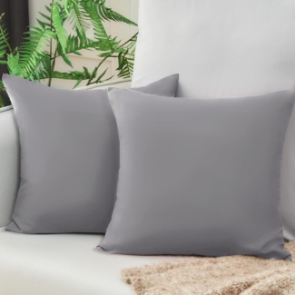 Kissenbezug 50x50 Grau Mikrofaser 2er Set Öko-Zertifikat hypoallergen