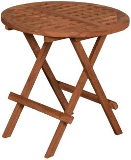 YOURSOL Beistelltisch Woodie Ø 50 cm, Teak, witterungsbeständig, zusammenklappbar, Gartentisch