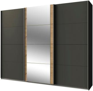 Schwebetürenschrank Bern Kleiderschrank 225 x 64 x 210 cm graphit Artisaneiche Spiegel