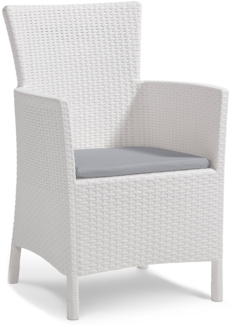 Dmora Outdoor-Sessel Steinbach, Gartensessel, Loungesessel für außen, Bequemer Stuhl für den Garten, 62x60 h89 cm, Weiß