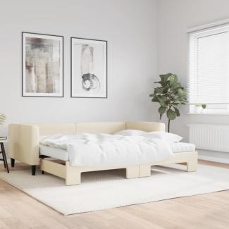 vidaXL Tagesbett Ausziehbar mit Matratzen Creme 90x200 cm Stoff 3196600