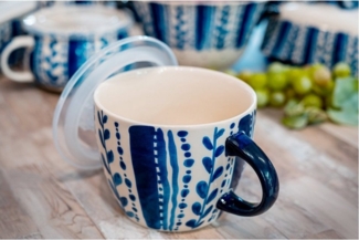 Neuetischkultur Suppenschüssel Suppentasse 0,5 Liter Keramik gemustert, Keramik, (Stück, 1-tlg), inkl. Mikrowellendeckel mit Ventil