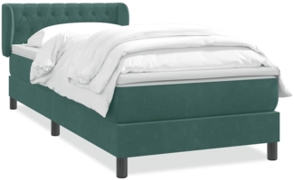 vidaXL Boxspringbett mit Matratze Dunkelgrün 80x220 cm Samt 3317802