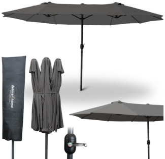 deluxe4home Sonnenschirm XXL Doppelsonnenschirm I Terrassenschirm Extra Groß, LxB: 450x260 cm, Mit Handkurbel & Dachbelüftung