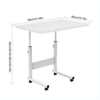 JEOBEST Computertisch Beistelltisch Höhenverstellbar 80x40x(69-89)cm Laptoptisch auf Rollen, Mobiler Beistelltisch Pflegetisch für Bett und Sofa