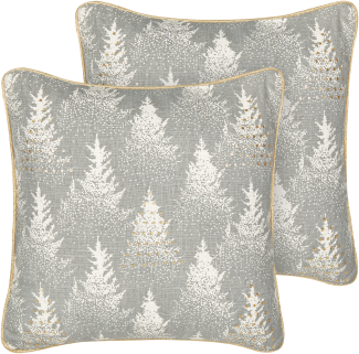 Kissen 2er Set Pflanzenmuster BILLBERGIA Baumwolle 45 x 45 cm Grau