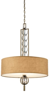 Deckenleuchte, Hängelampe, Leinen Glas Kristalle, Bronze