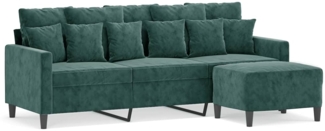 vidaXL 3-Sitzer-Sofa mit Hocker Dunkelgrün 180 cm Samt 3201109