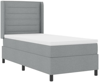 vidaXL LED Boxspringbett mit Matratze Hellgrau 90x200 cm Stoff 3343420