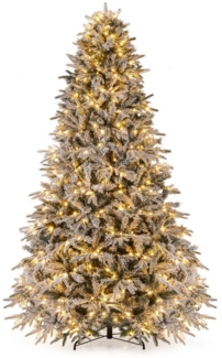 COSTWAY Künstlicher Weihnachtsbaum, 240cm, mit Schnee & 460 warmweißen LEDs