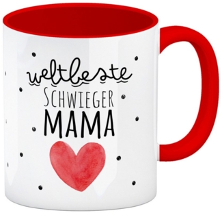 speecheese Tasse Schwiegermutter Kaffeebecher in rot mit Spruch Weltbeste Schwiegermama