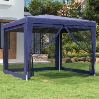 vidaXL Partyzelt mit 4 Mesh-Seitenwänden Blau 3x3 m HDPE 319227