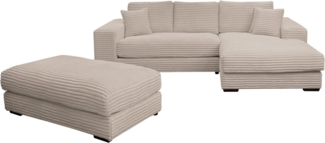 WERK2 Polstergarnitur Eden L-Form + Hocker, (Set), Design Ecksofa + Hocker in Cord mit besonders weichem Sitzkomfort