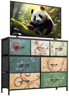 WLIVE Kommode Schubladenkommode mit 7 Stoffschubladen, (stabiler Stahlrahmen & Holzplatte), Breit 100cm, moderne Kommode für Wohnzimmer, Schlafzimmer, Flur & Büro