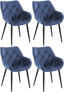 CLP 4er Set Stuhl Tanna Samt Gesteppt,blau