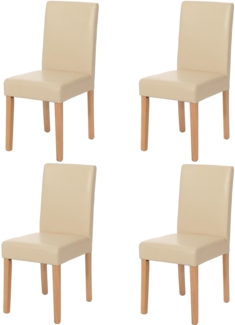 4er-Set Esszimmerstuhl 'Littau' Leder, creme helle Beine