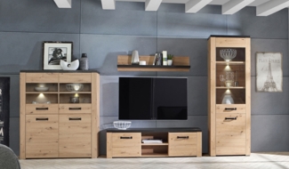 Wohnwand Anbauwand Mediawand 4-teilig artisan eiche schwarzeiche Mordern