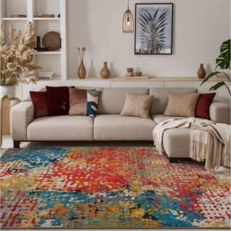Celya Teppich Rechteckiger Teppich Wohnzimmer,Höhe:5,3 mm,Kurzflor-Wohnzimmerteppich, Höhe: 5.3 mm, weich, pflegeleicht, waschbar, Wohnzimmer, Schlafzimmer