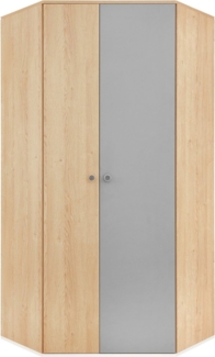 Deine Möbel 24 Eckschrank POKO 02 90 / 190 / 90 cm [B/H/T] in Biskuiteiche / Weiß Lux / Grau
