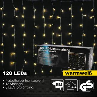 120er LED Lichtervorhang Lichterkette Außen Innen Weihnachtsbeleuchtung warmweiß