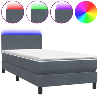 vidaXL Boxspringbett mit Matratze Dunkelgrau 90x220 cm Samt 3317104