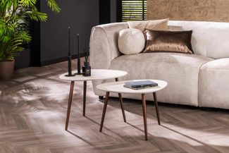 KAWOLA Couchtisch JAGO Set 2-tlg. Marmor weiß 42 x 48 x 60 cm