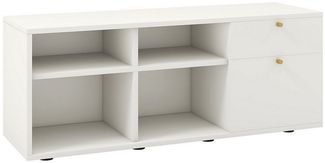 COSTWAY Kommode, mit 2 Schubladen & 4 Fächern, Holz weiß, 108 x 39 x 50 cm