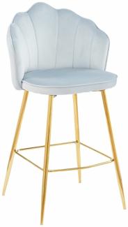 Barhocker Hellgrau 2er Set 52 x 54 cm Samt Muscheldesign Metallgestell Gold