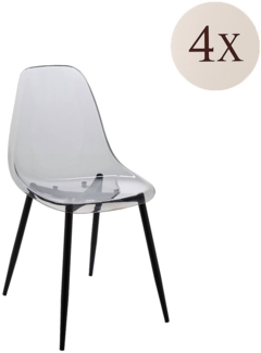 Dmora Satz mit 4 Stühlen Amstrong, PET-Sessel, ergonomischer Esszimmerstuhl, Besprechungssitz, 53 x 46 x 81 cm, geräuchert