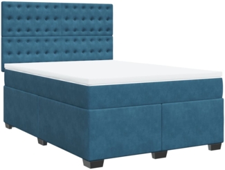 vidaXL Boxspringbett mit Matratze Blau 160x200 cm Samt 3290970