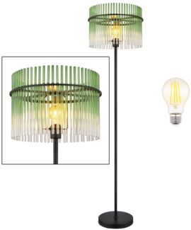 LED Stehleuchte, Metall, Glas, Grün, H 152 cm