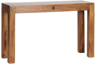 Konsolentisch MUMBAI Massivholz Sheesham Konsole mit 1 Schublade Schreibtisch 120x40 cm Landhaus-Stil Sideboard