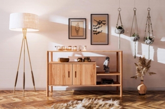 Kommode Schrank SAGA Buche massiv 142 x 86 x 46 cm