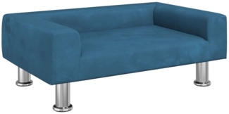 vidaXL Hundebett, Samt, Blau, 70 x 45 x 26.5 cm