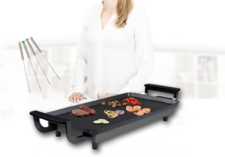 Teppanyaki große Grillplatte 43x23cm, 2-4 Personen, & Teppangabeln - 1800Watt